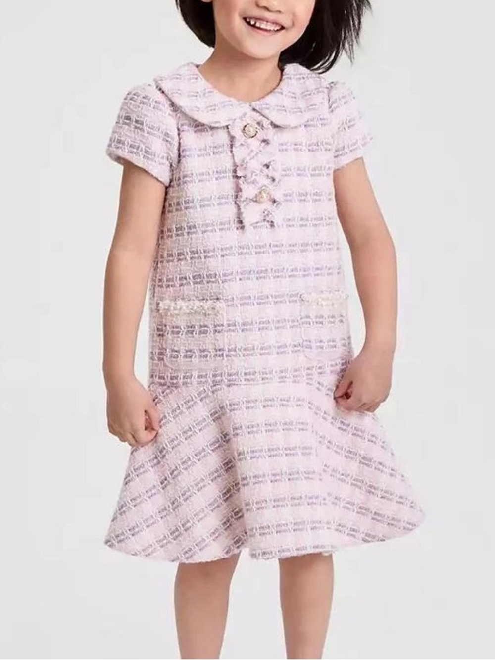 Toddler girl tweed pearl dress